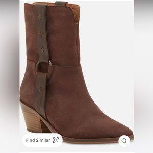 Lucky Brand- Kamaree Western Style Boot, Chocolate, Size 7.5